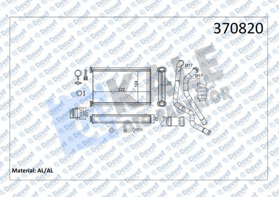 KALE 370820 Kalorifer Radyatoru Toyota Corolla Ch-R Borulu Brazing Al/Al [124x222x26]